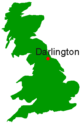 Map showing the location of Darlington in the north east of England
