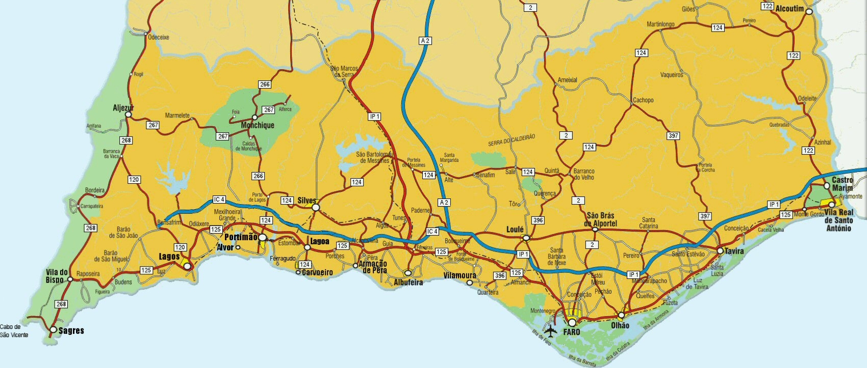 Algarve Main Route Map